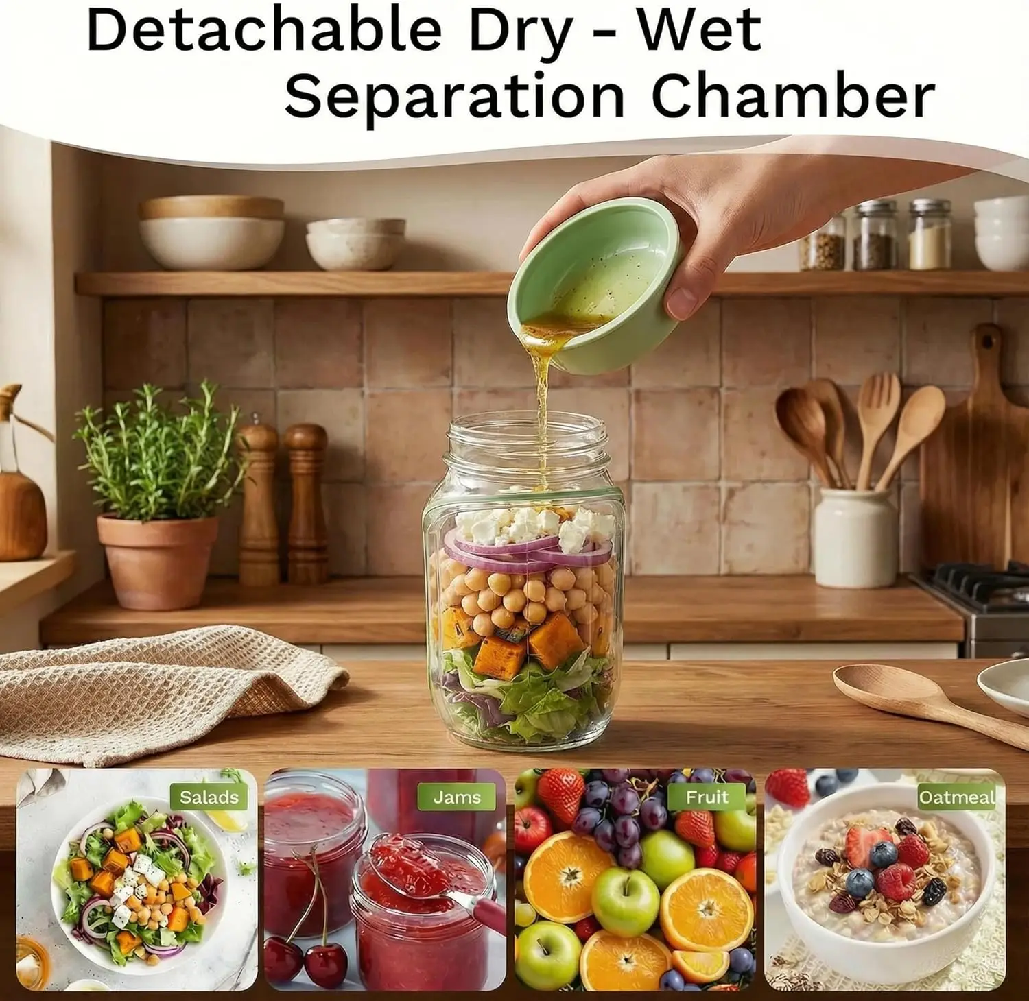 Holds Salad Dressing in the lid.