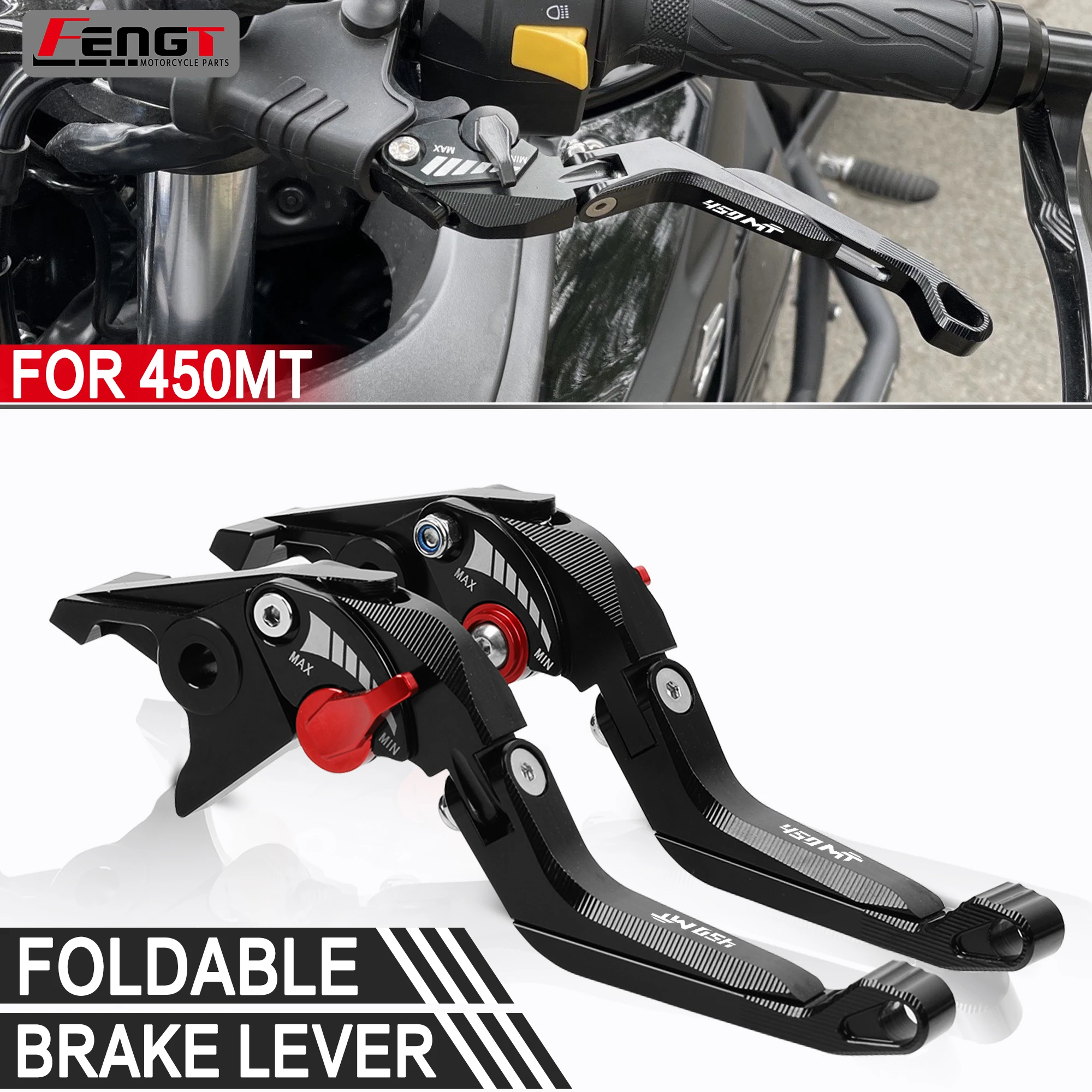 

New 5D Brake Handle Lever Accessories For CFMOTO 450MT 450 MT 2024 2025 Adjustable Folding Handle Clutch Lever Brake Lever Set