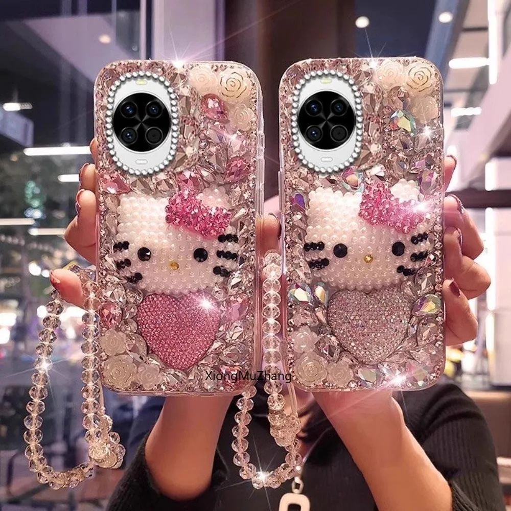 Hello Kitty Strass-Handgelenkschlaufen-Hülle für Huawei Pura 80 70 Pro Ultra P60 P50 Mate 80 Pro Max 70 60 50 Nova 11 12 13 14 15 – Detail 1