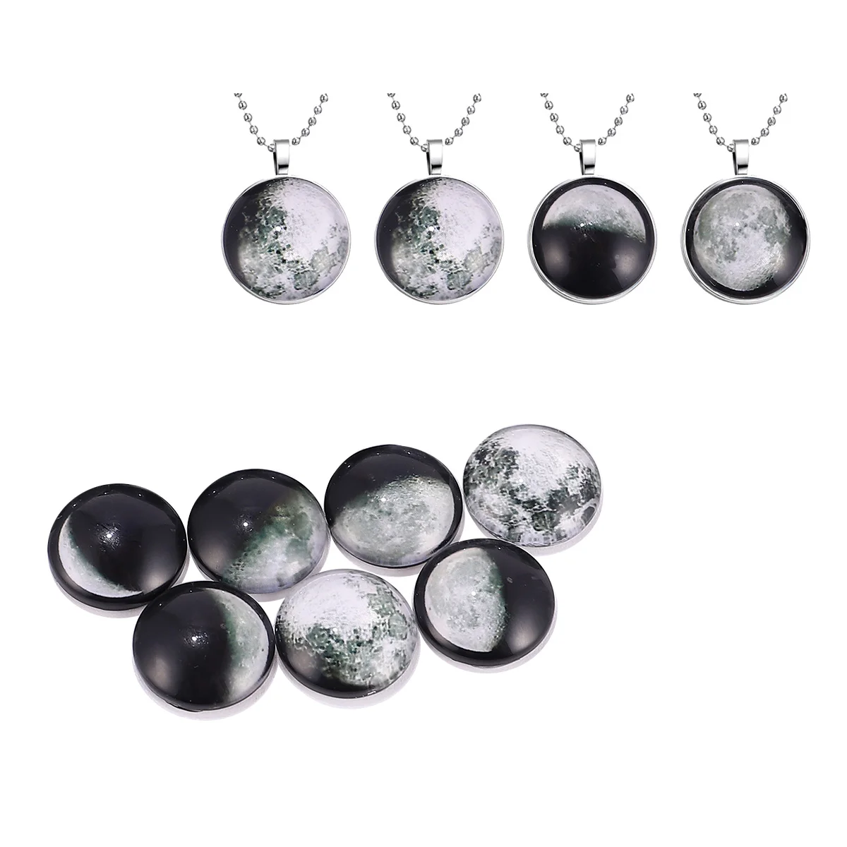 Parche de cristal con piedras preciosas Moon Time, parches de cabujón, cabujones de cúpula, artesanía de Eclipse de moda