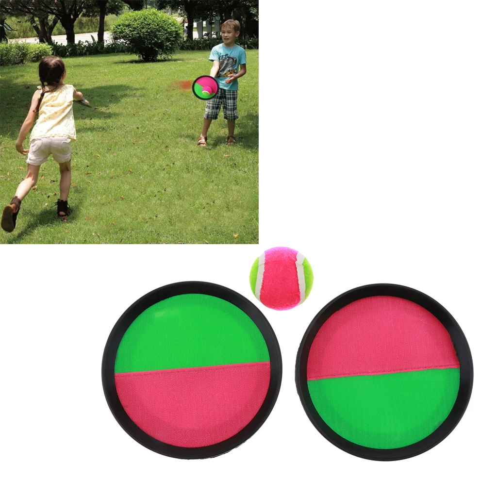 Paddle Toss and catch the ball Set - 7 Inch Disc Paddle Catch Games Toy for Kids / Adults (2 , Pink and Green)