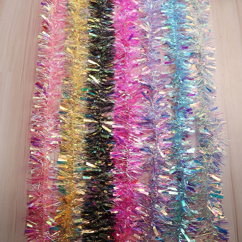 1PC Christmas Tree Tinsel Garland Ribbon Wedding Party Xmas Tree Hanging Decoration Ornamenet DIY Crafts Festival Decor