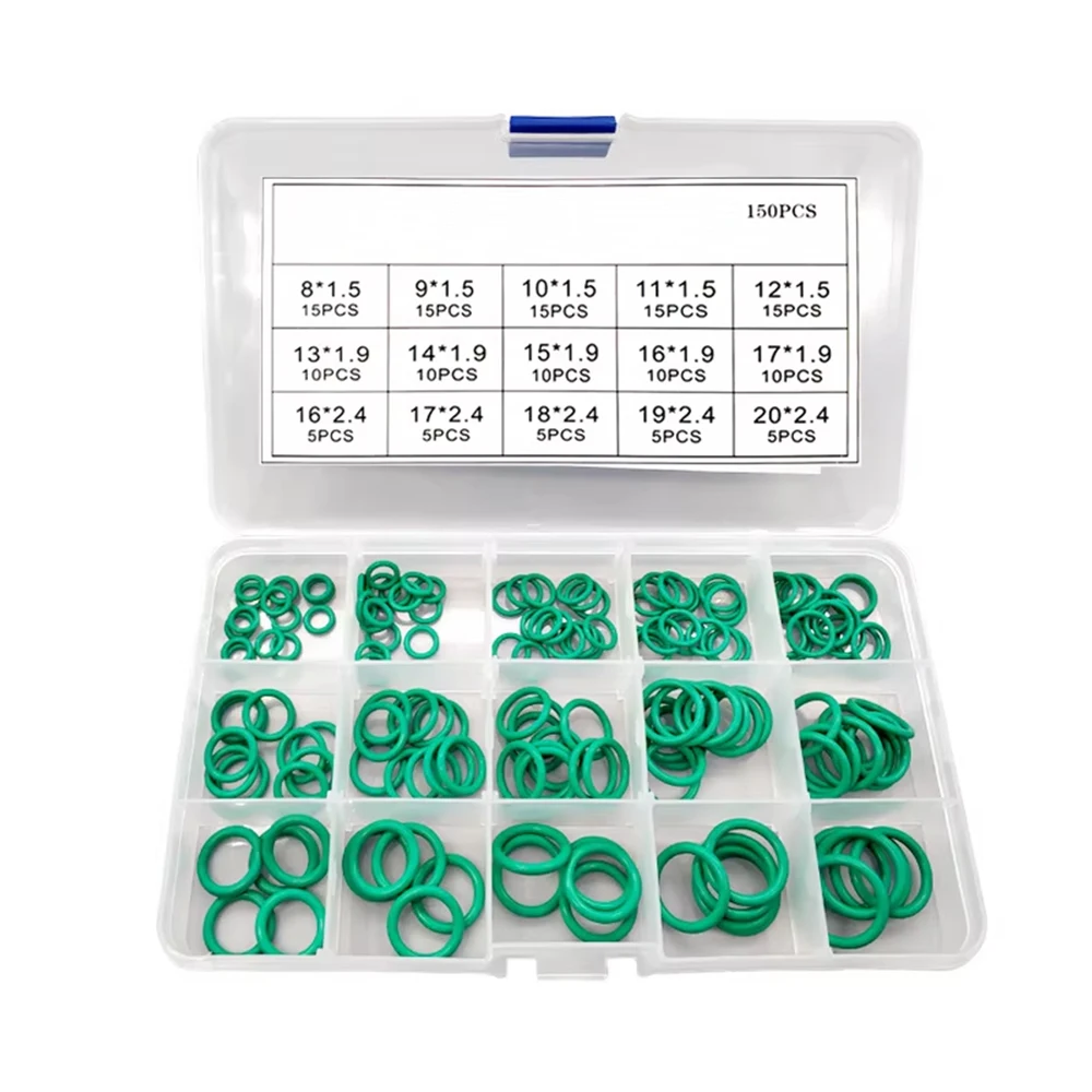 150 Pcs silicone O-ring rubber ring set 15 sizes General Motors repair tool Compressor rubber ring sealant Automotive parts