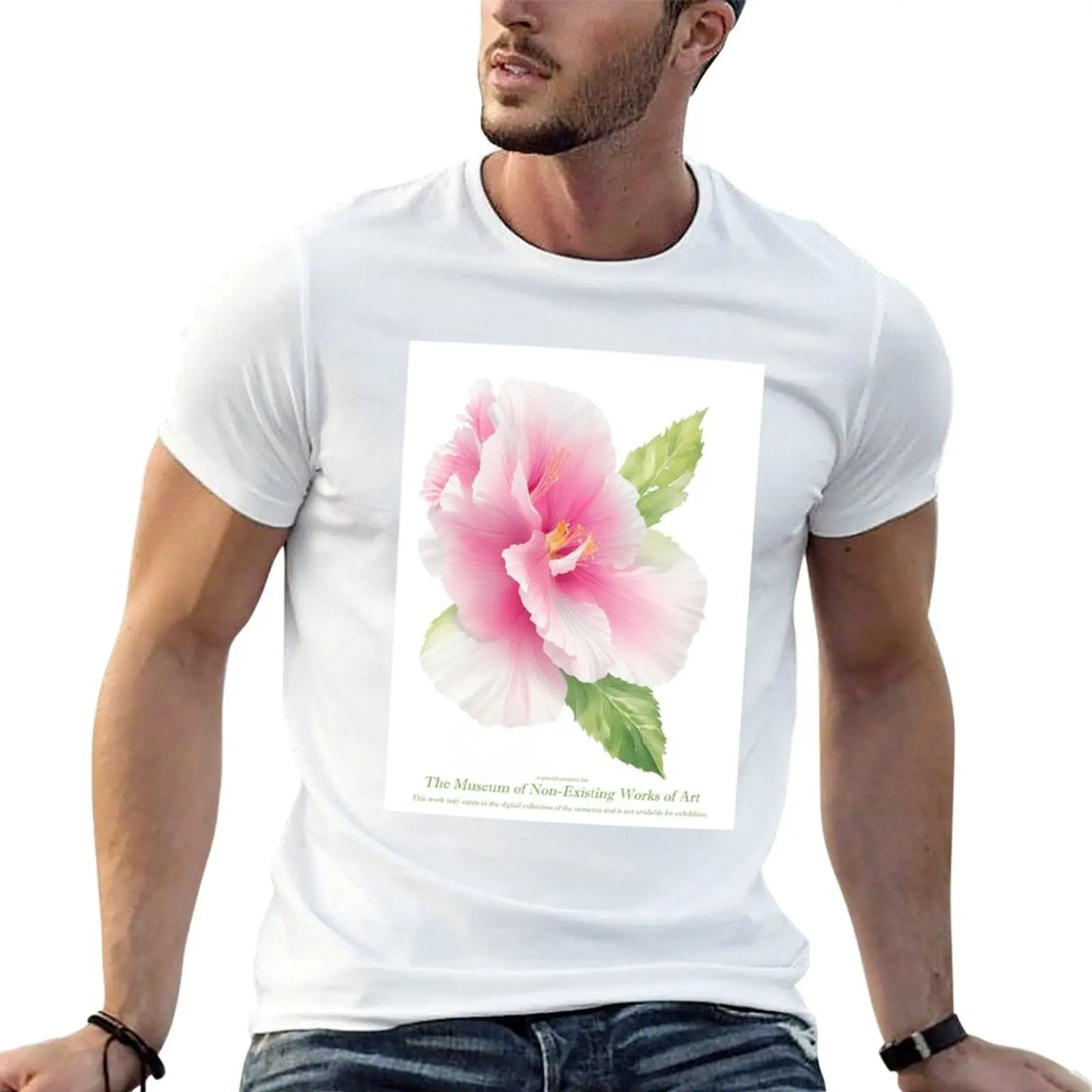 the pink hibiscus flower T-Shirt Plus Size Workout Short Sleeve Top