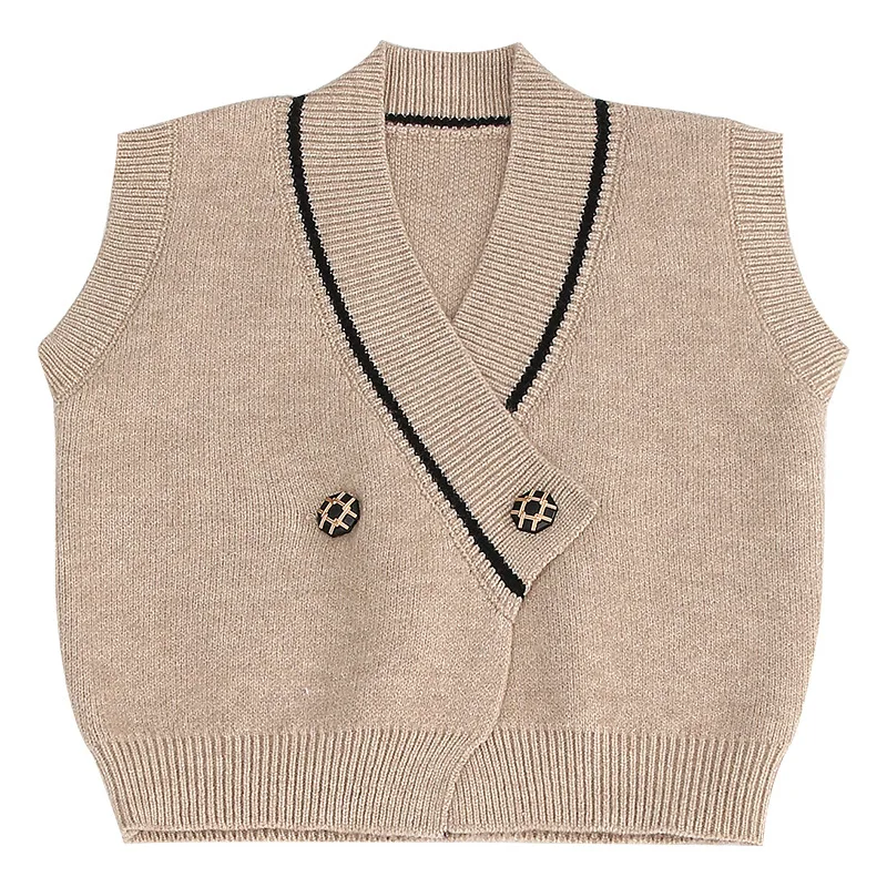 

Girls' Sweater Vest Spring and Autumn 2023 New Kid's Fashion Cardigan Knit Waistcoat Medium Children's Fashion Coat