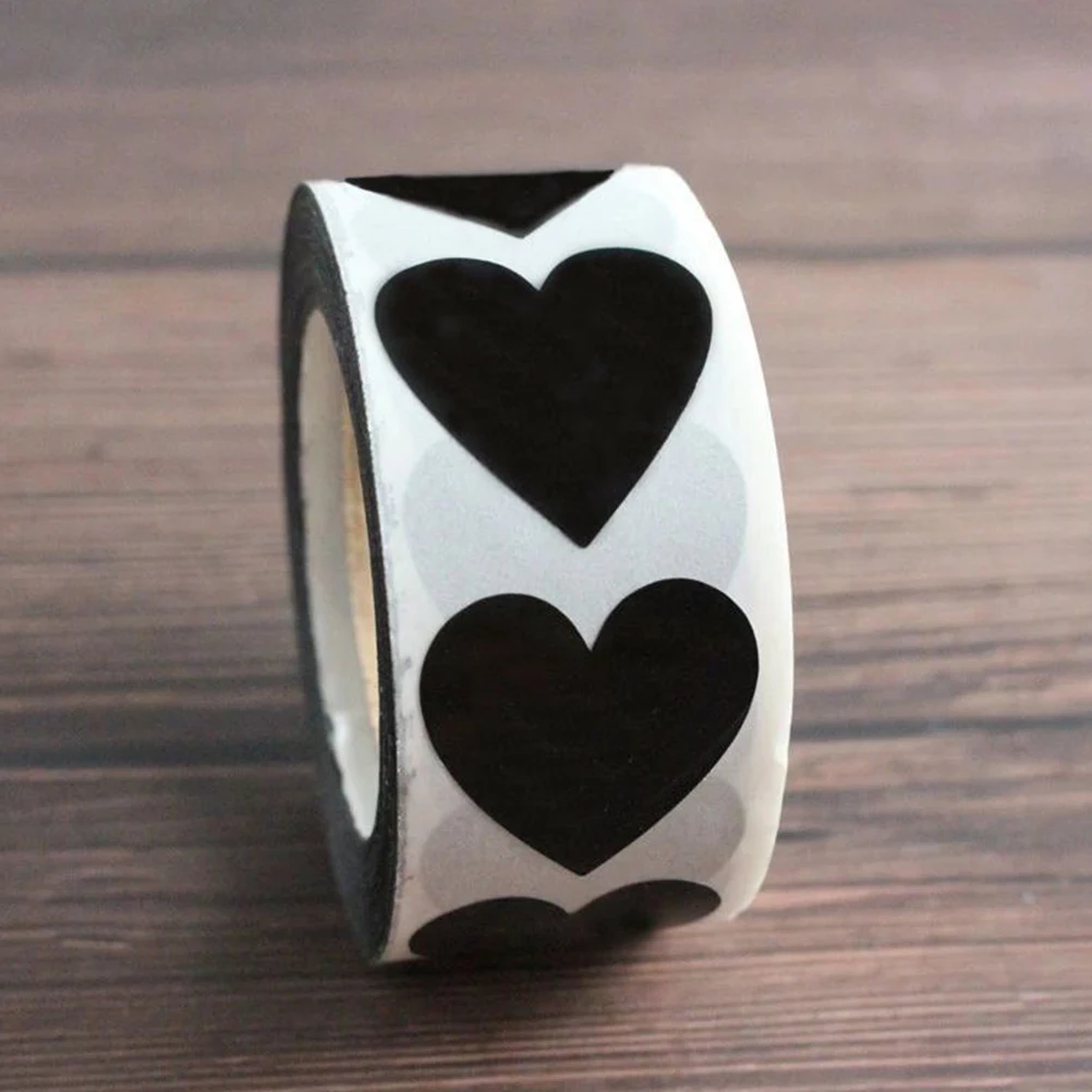 

Black Heart Stickers Self Adhesive Decorative Labels for Packaging Gifts Baking Envelope Business Roll Household Multi Function