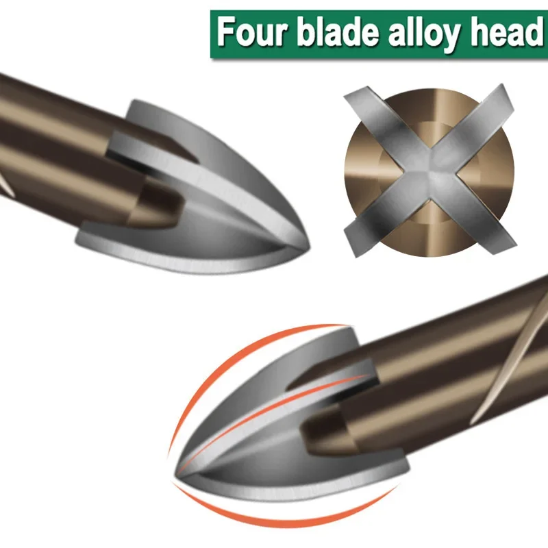 Cruz Hexagonal Telha Cerâmica Dicas, Vidro Cimento Opener, Buraco Triângulo Alloy Drill, 3mm, 4mm, 5mm, 6mm, 8mm, 10mm, 12mm