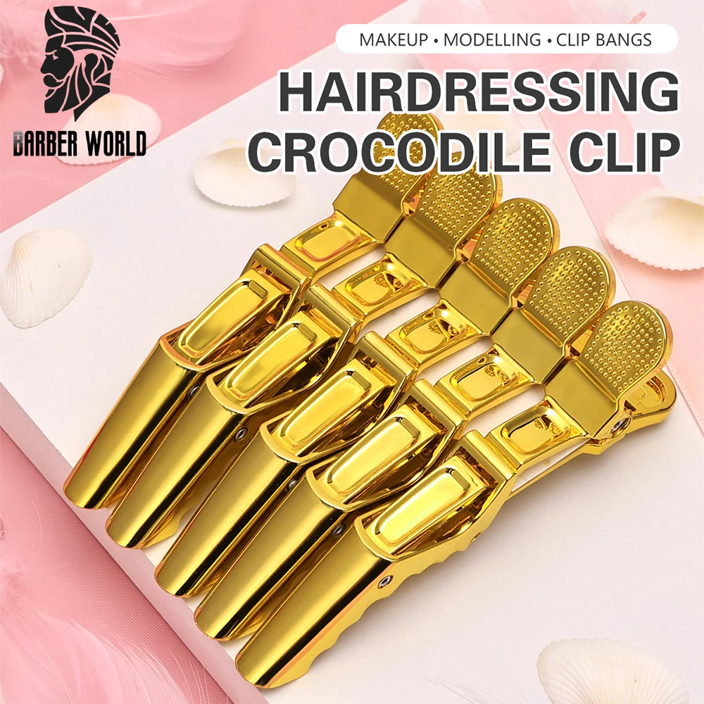 

5Pcs Plating Hairdressing Salon Professional Crocodile Hairpins Barber Hairstyle Design Alligator Hair Clips Clamps