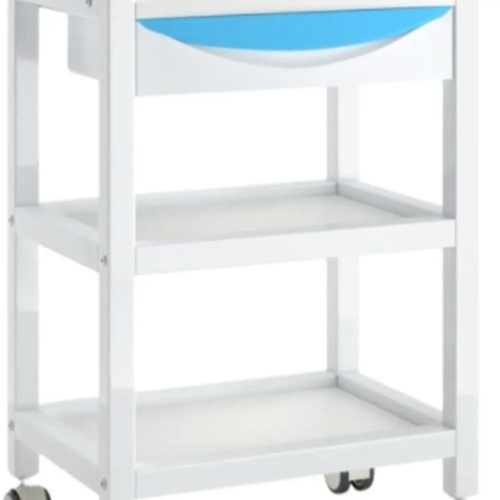 

3-Tier Rolling Makeup Cart with Wheels for Salon and Barbershop in Blue