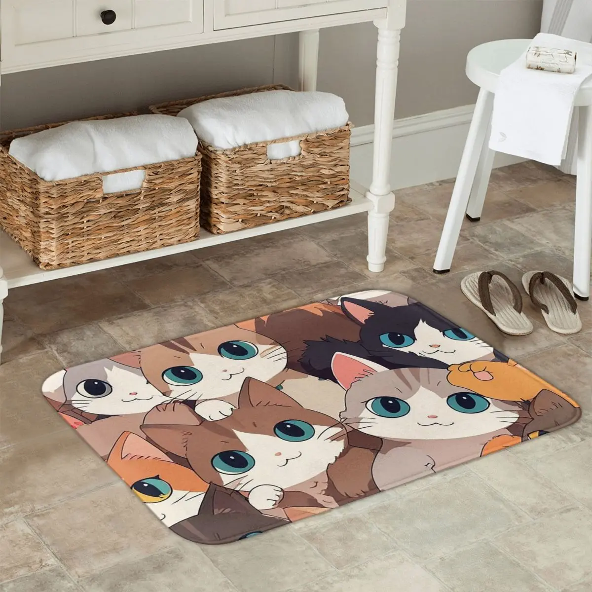 

Нескользящий коврик с милым котом, напольный коврик, водостойкий маслостойкий ковер для кухни, входа, дома, ванной комнаты, гостиной, коврики для ног