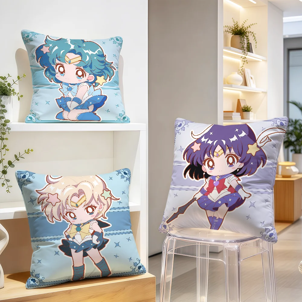Cushion Cover Soft Anime Cartoon Pillowcase Double Sided Sofa Home Living Room M-Moon-N Chibi Decor S-Sailor-R Cute Hogar Gift