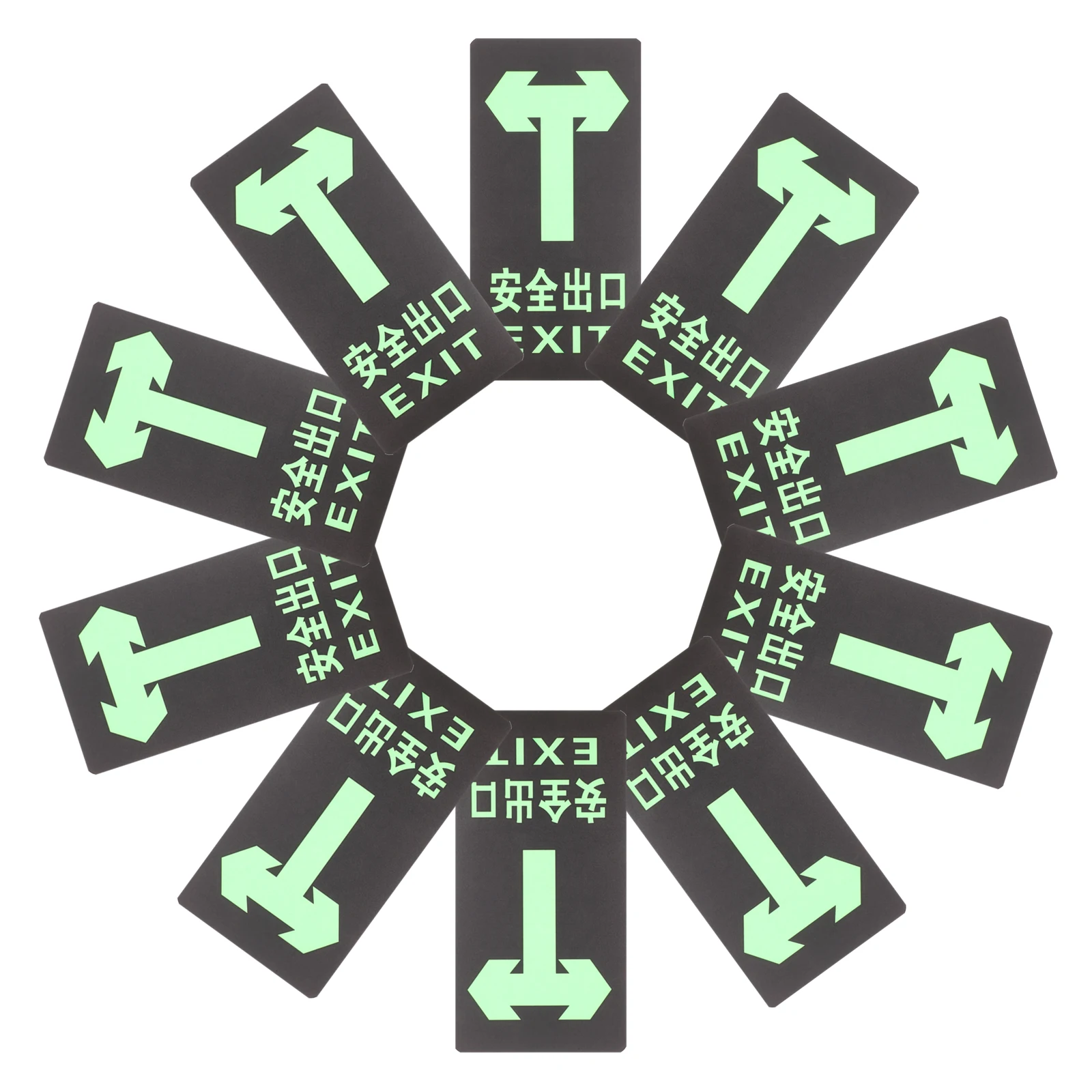 

10 Pcs Glow-in-the-dark Safety Signs Emergency Exit Light Direction Sticker Stickers Signage Label Entrance and Pvc