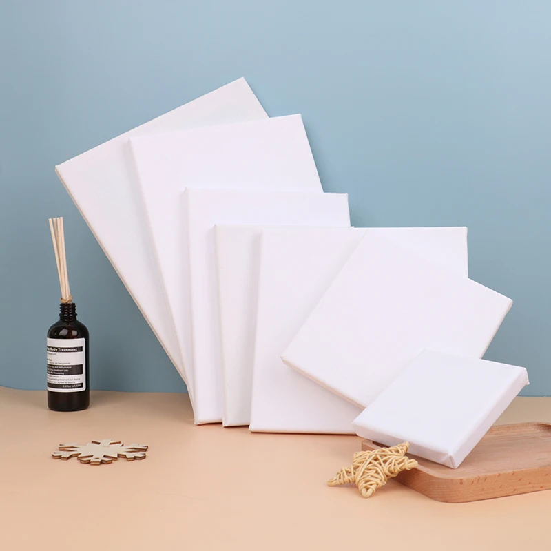 White Blank Square Artist Canvas For Oil Painting On Canvas, Acrylic Watercolor Oil Paint With Wood Frame As Primer Accessories