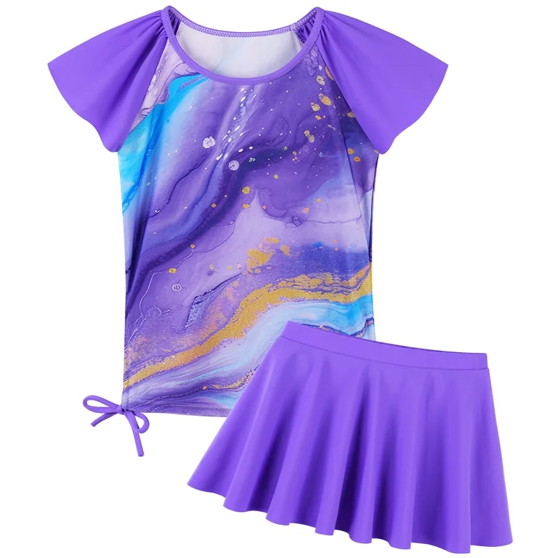 BAOHULU 3 - 12 سنة ملابس سباحة للفتيات قطعتين مجموعة UPF 50 + UV ملابس سباحة واقية للأطفال الرياضات المائية طفح الحرس