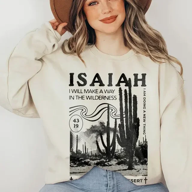 hahayule Isaiah Western Funny Graphic Tops Autumn Woman Rodeo Cowgirl Country Music Sweatshirt Hoodies Long Sleeve