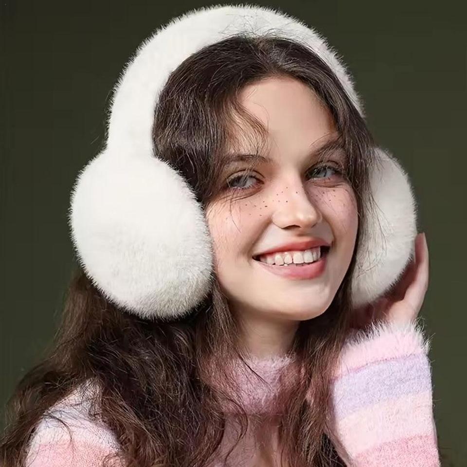  Soft Plush Earmuffs Foldable Autumn And Winter Warm Ear Warmer Solid Color Simple Cold Protection Earflap Outdoor Thick Earmuffs 