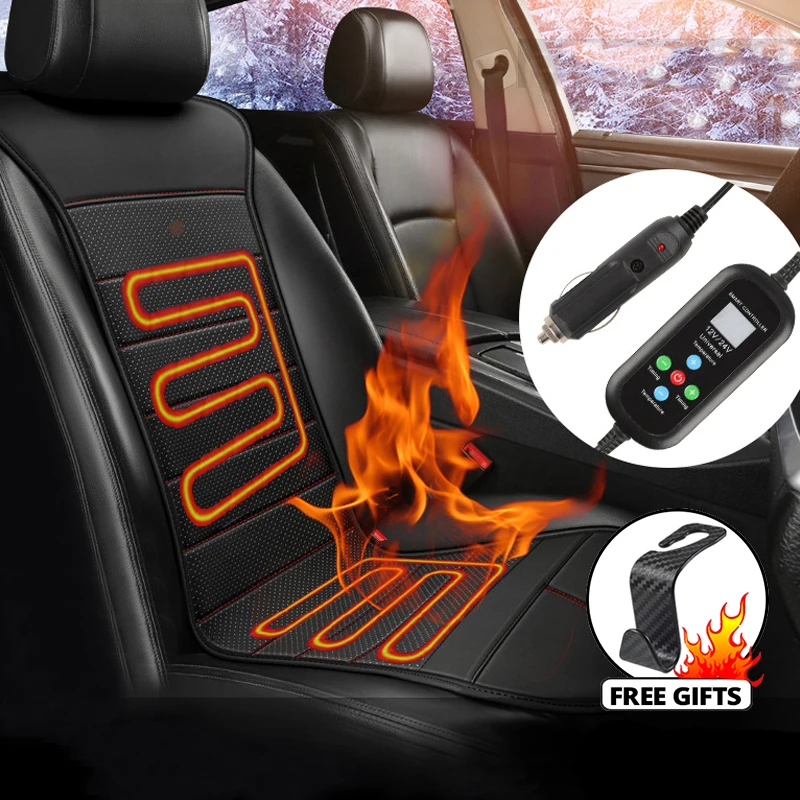 

12V-24V Heated Car Seat Cushion 30' Fast Heating Winter Warmer Universal Car Seat Protector Car Accessories Seat Cover Pads