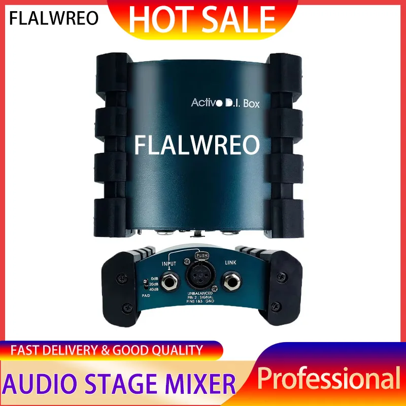 FLALWREO Professional Active DI Box, digunakan untuk rekaman gitar, penampilan panggung, dan ruang studio.