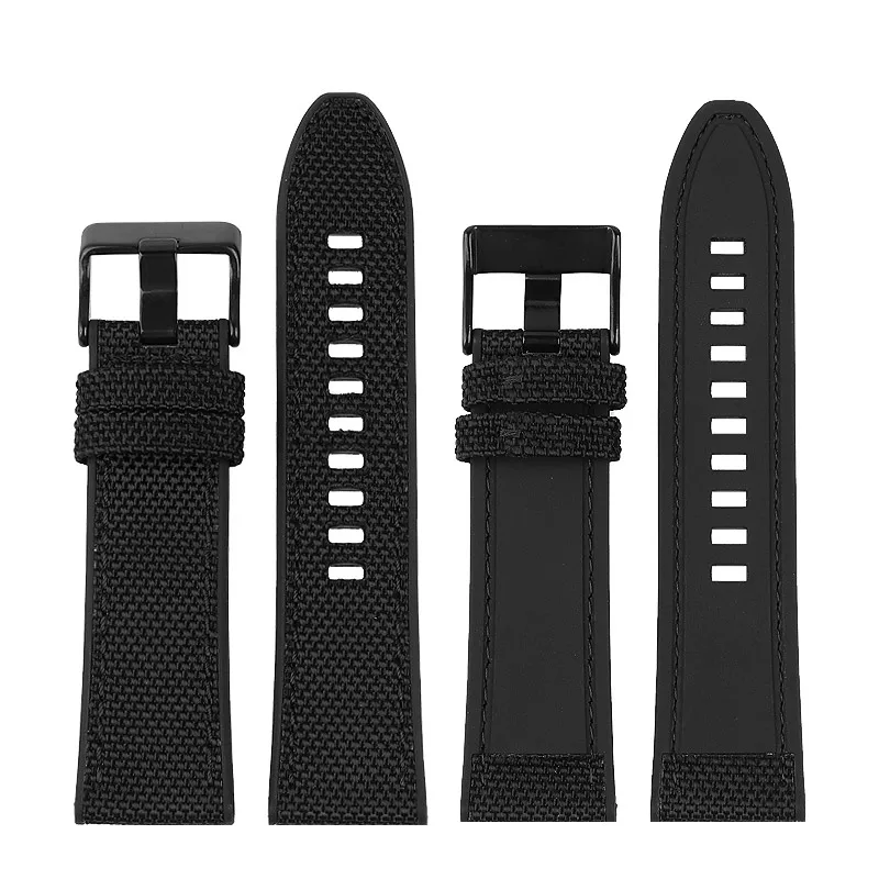 24mm 26mm 28mm Canvas Silicone Watch Strap For DZ4500 DZ4506 DZ7420 DZ4318 Men\'s Officer Series Nylon Rubber Watchband