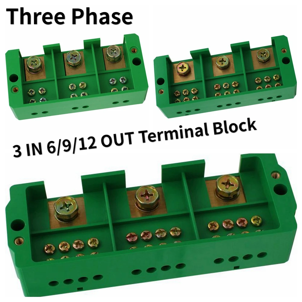 

Three Phase 3 IN 6/9/12 OUT Terminal Block FJ6 Energy Measuring Metering Mounted Distribution Junction Box Wire Connector