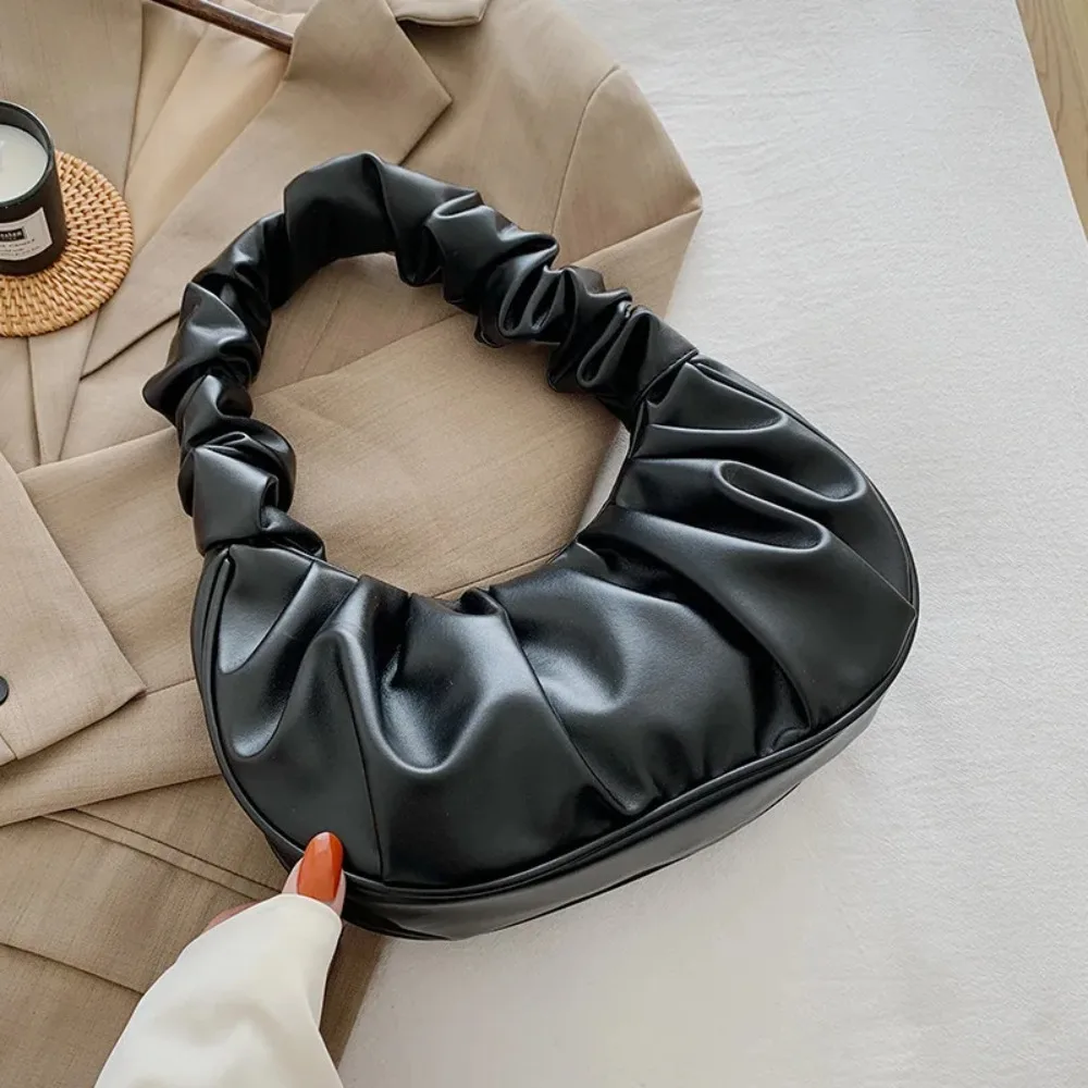 Fashion Pleated Handlebags for Women PU Cloud Bags Leisure Armpit Bag Shopping Shoulder Bags Dumpling Handbag Female Hand Bags image 3