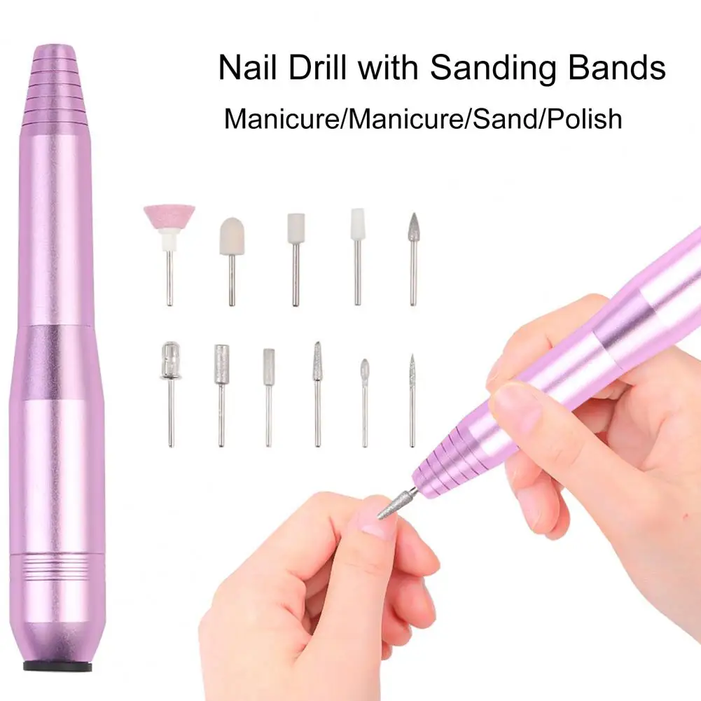 Women Nail Drill Professional Electric Nail Drill with 11 Bits Sanding Bands for Manicure Pedicure for Acrylic for Salon