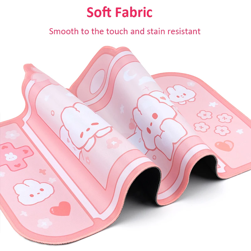 Tapis de souris de jeu Kawaii pour ordinateur portable, rose, lapin, média, polymères de bureau, eau verte, ordinateur portable, sous-souris, tablette, accessoires de bureau