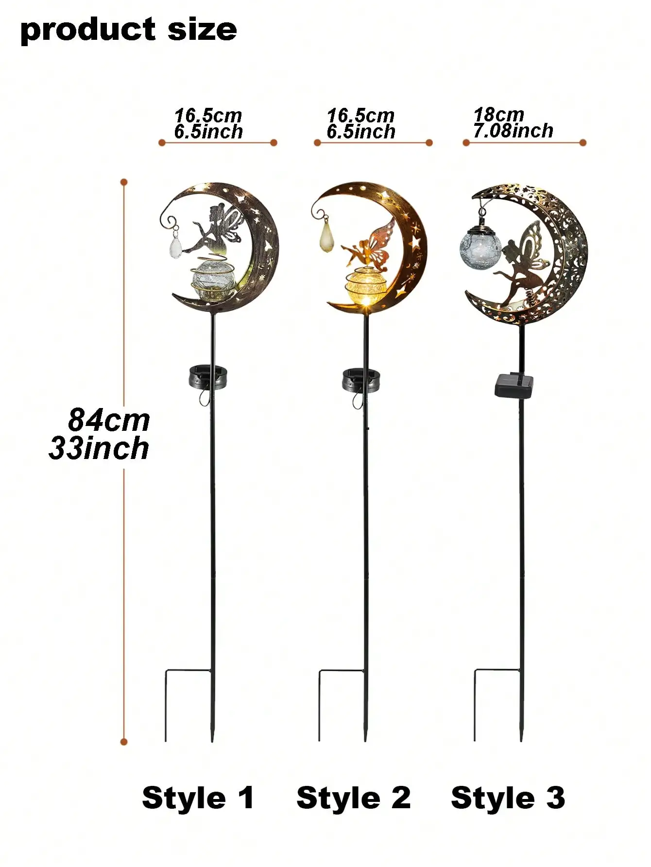 مصابيح القمر والجنية الشمسية، حصة معدنية من الزجاج المفرقع، مصابيح LED مقاومة للماء للحديقة والممر (عبوة واحدة) #6
