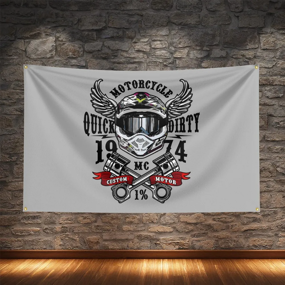 Free Life Ride Motorcycle Club Flag Polyester Digital Printing Moto Banner For Decoration - Image 5