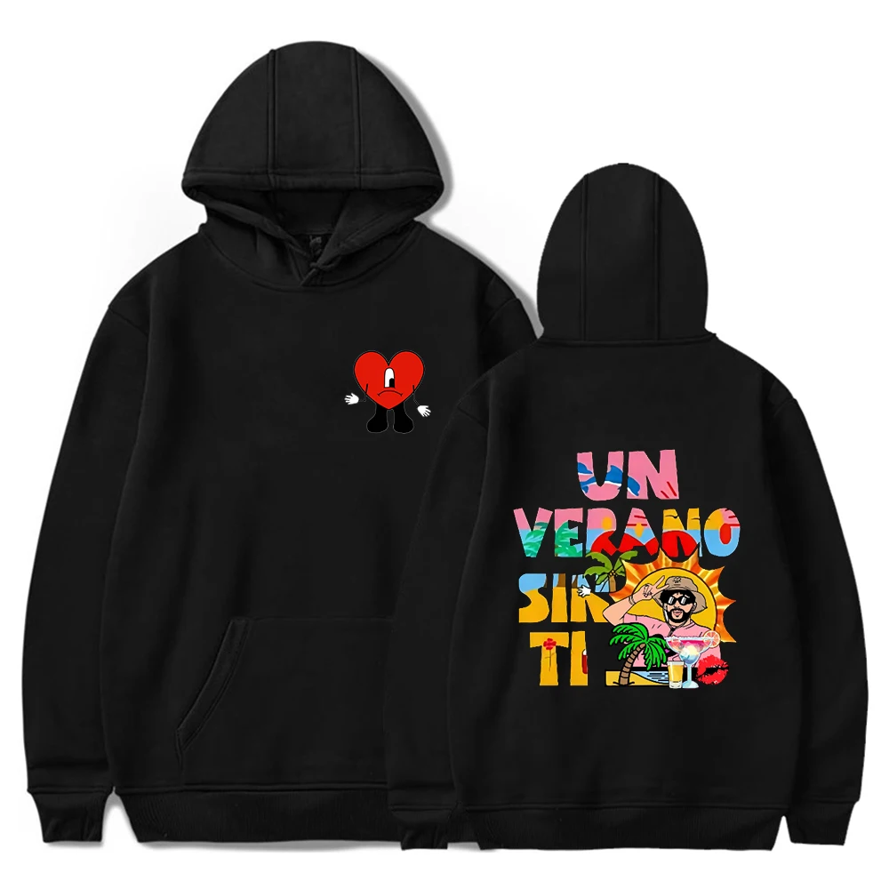 

Bad Bunny World's Hottest Tour UN VERANO SIN TI Hoodie Long Sleeve Women Men Hooded Sweatshirt Hip Hop Rapper Clothes