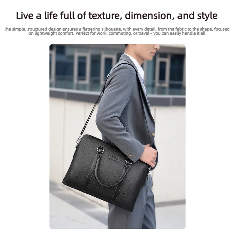 Real leather briefcase men high-grade large capacity commuting large capacity computer storage handbag men business