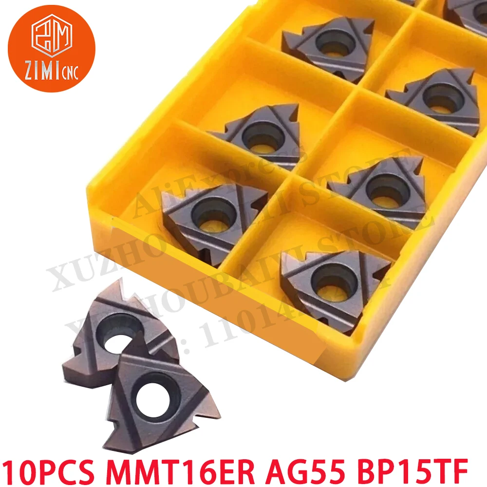 10PCS MMT16ER AG55 BP15TF External Carbide Threading Inserts CNC Tool Turning Cutter Insert mechanical metal lathe cutting tools