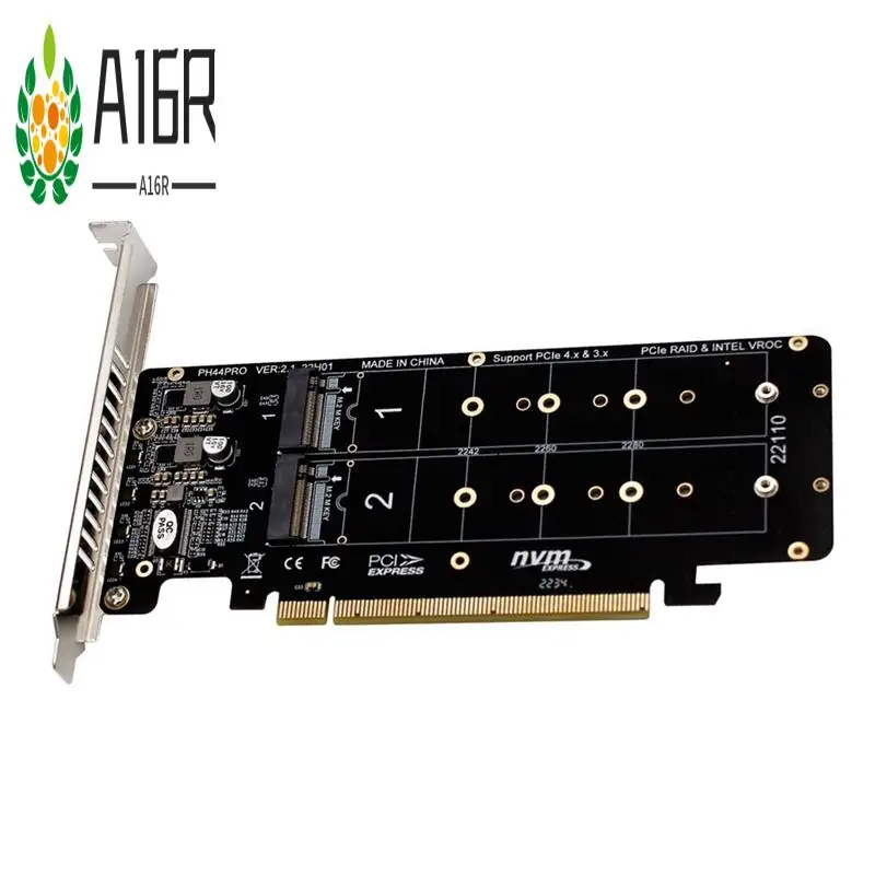 

A16R-PCIE 4.0 Dual-Disk Pciex16 To M.2 M-Key NVME SSD Expansion Card,Supports 4 Nvme M.2 M Key 2280 SSD