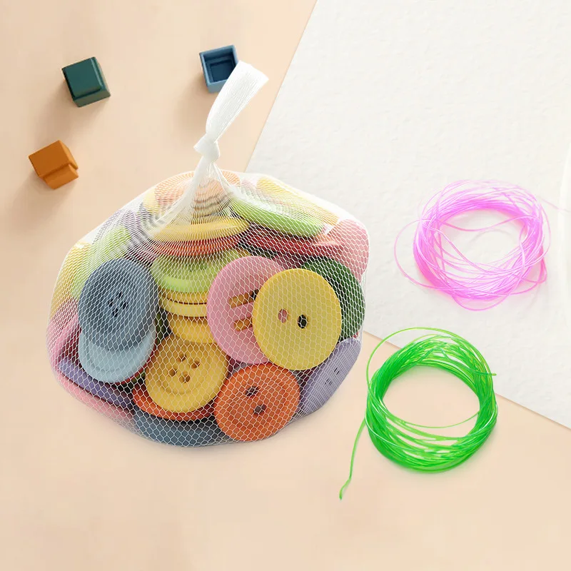 New Style Spot High-value Color Large Buttons Puzzle Wear Buttons Fine Movement Training Finger String Rope Line Buttons