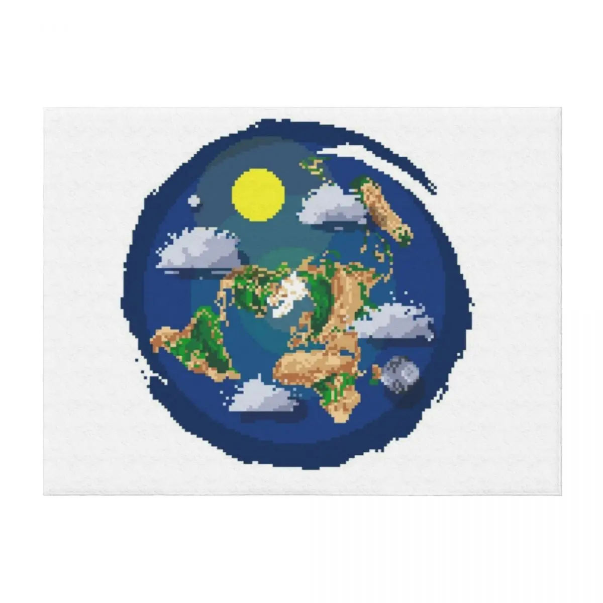 

Flat Earth Map Pixel Art (clear backround) Throw Blanket Loose Weighted blankets and throws warm winter Blankets