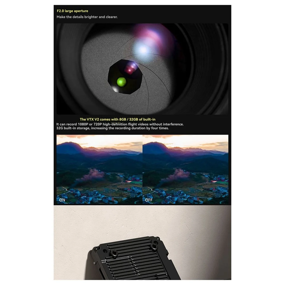 

Y34A HD Kit V2 Gyroflow Camera for FPV FPV Drone 32G