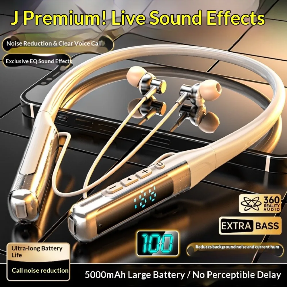 New Hot Neck-hung Game Sport Running Anti-Slip Secure Earphone Wireless Bluetooth Headphone Sound Noise Cancellation IPX7 Earbud