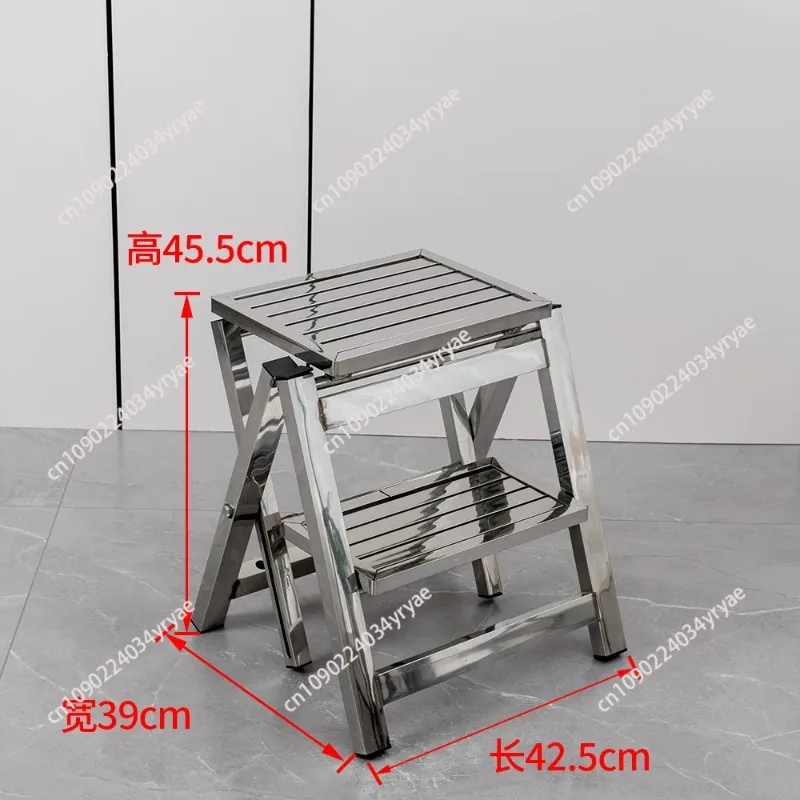 Home Stainless Steel Ladder Stool Folding Telescopic Thickened Step Ladder Indoor Multi-functional Portable 3 Step Ladder Bench