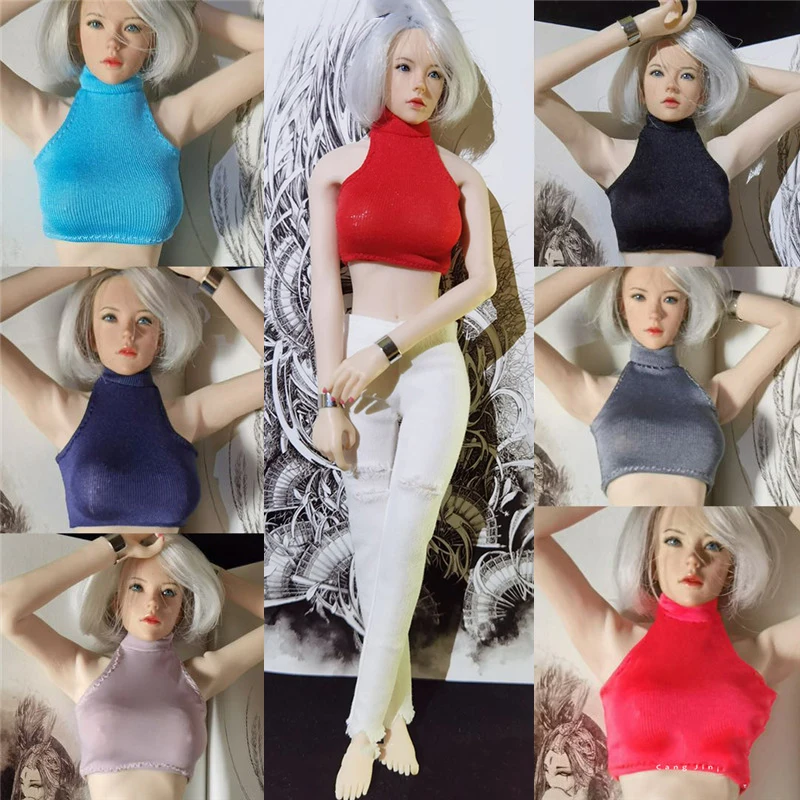 1/6 Vrouwelijke Soldaat T-shirt Sexy Strakke Strapless Coltrui Vest Streetwear Crop Tops Model Voor 12 Inch Action Figure Body