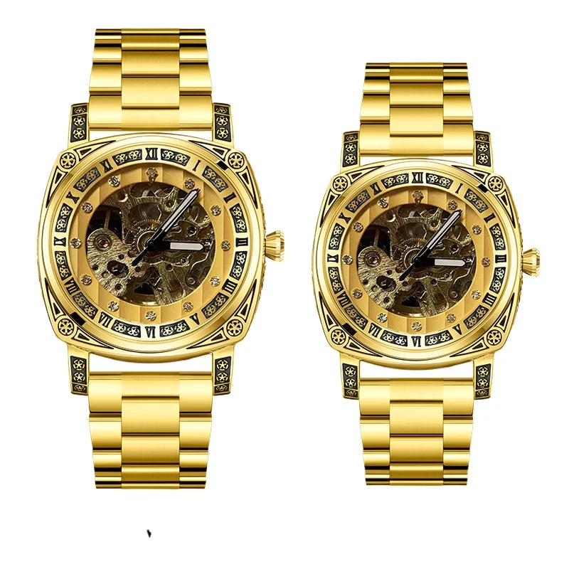 

Fully automatic hollow watch men's mechanical watch, square mechanical gold men's watch