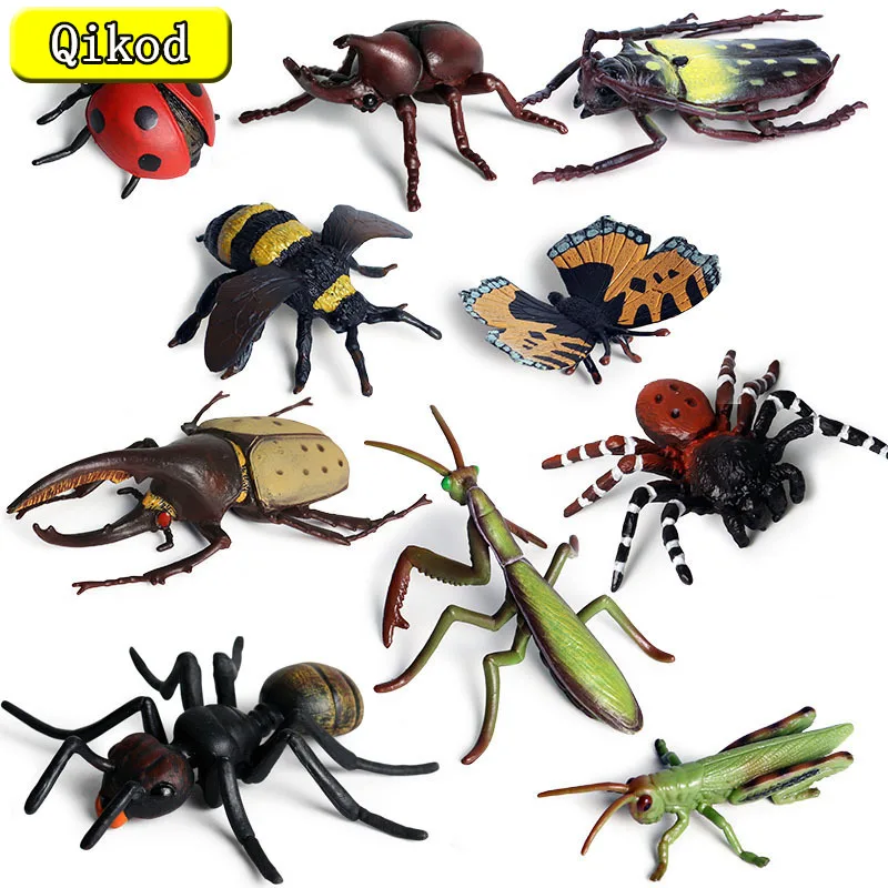 Hot Insect Animals Model Butterfly Lizard Cricket Spider Bee Action Figures Mantis Figurine Miniature Educational Kids Toys Gift