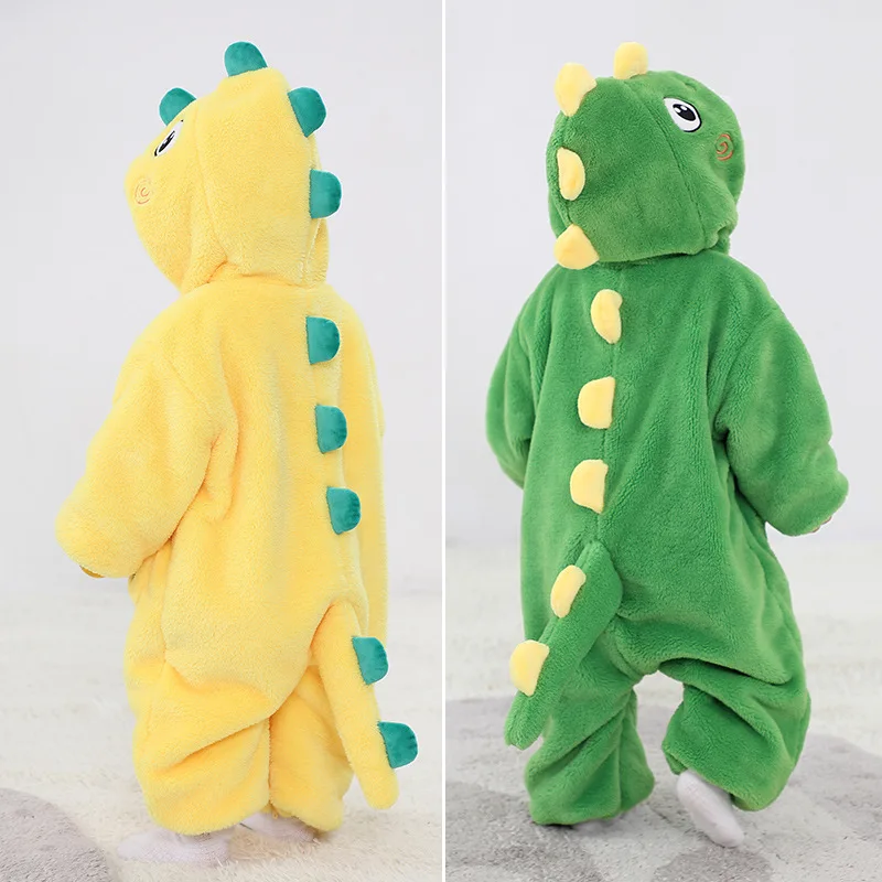 Lovely 4 Colors Dinosaur Newborn Baby Romper Boy Girl Infant Clothes Winter Warm Bodysuit Outfit Hooded Overalls Jumpsuit Onesie