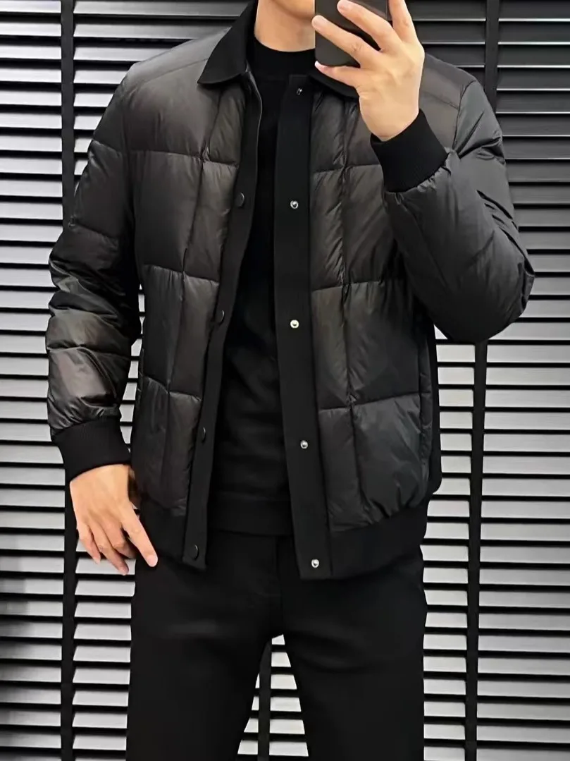 

High Quali Men's down Jaet Stand Collar Busin Sle Autumn Winter New Arrival Faionable Versatile Stand Fit Jaet