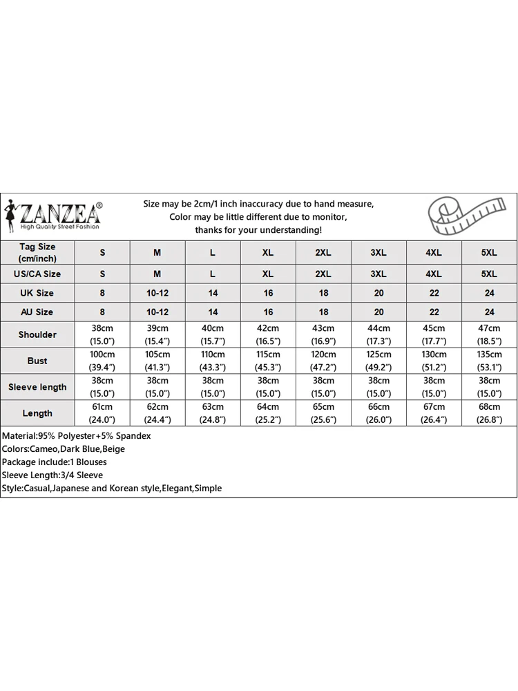 Zanzea เสื้อตาข่ายแขน3/4มีระบายสำหรับผู้หญิง, เสื้อเบลาส์ทรงหลวมสไตล์เกาหลีเสื้อคอตั้ง2024สำหรับงานปาร์ตี้ฤดูใบไม้ร่วง