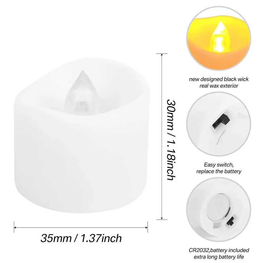 24/48 قطعة عن بعد عديمة اللهب الخفقان LED شمعة بطارية تعمل الإبداعية Ing Led شموع إضاءة الزفاف عيد الميلاد ديكور للطاولات