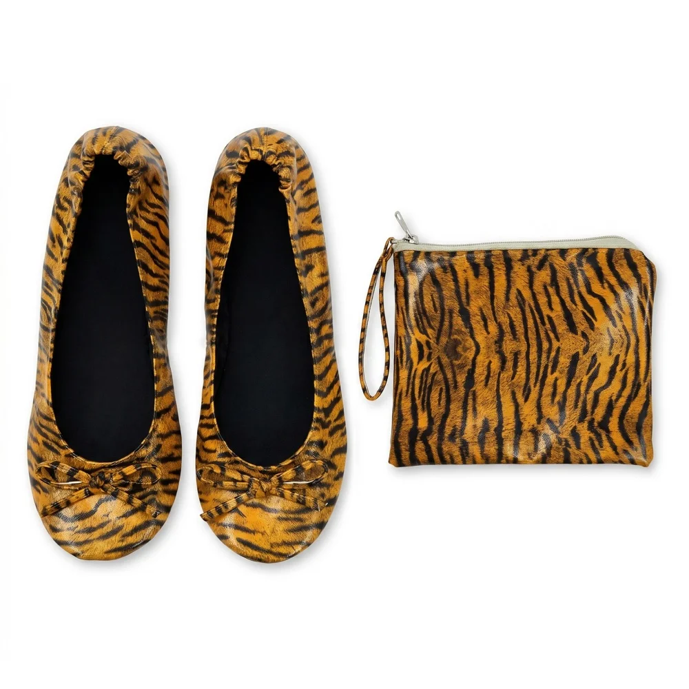 Foldable Ballet Flats Women Soft Portable Fold Up Travel Slip On Shoes Lightweight Fold Mini Flat Shoes with Carry Bag