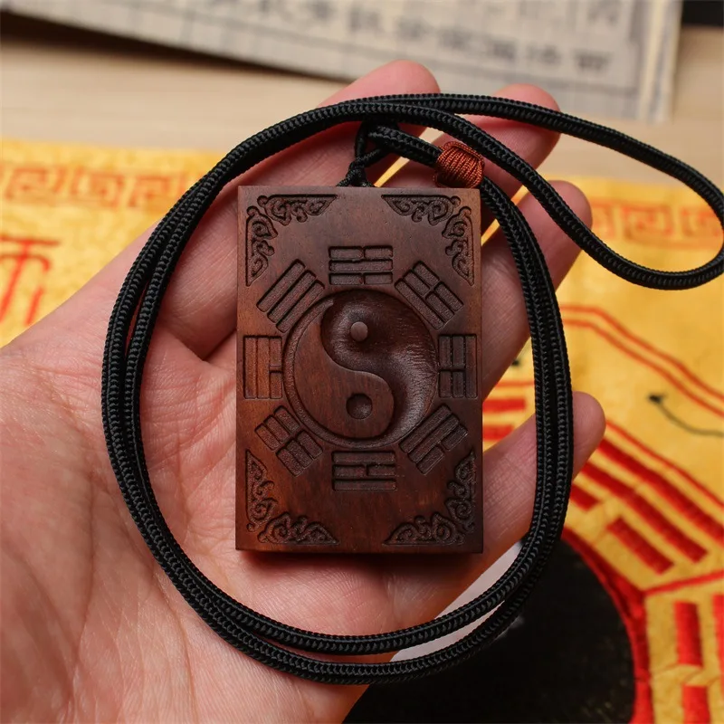 Old Material Lightning Strike Jujube Wood Eight Trigrams Pendant Pendant Taoist Artifact