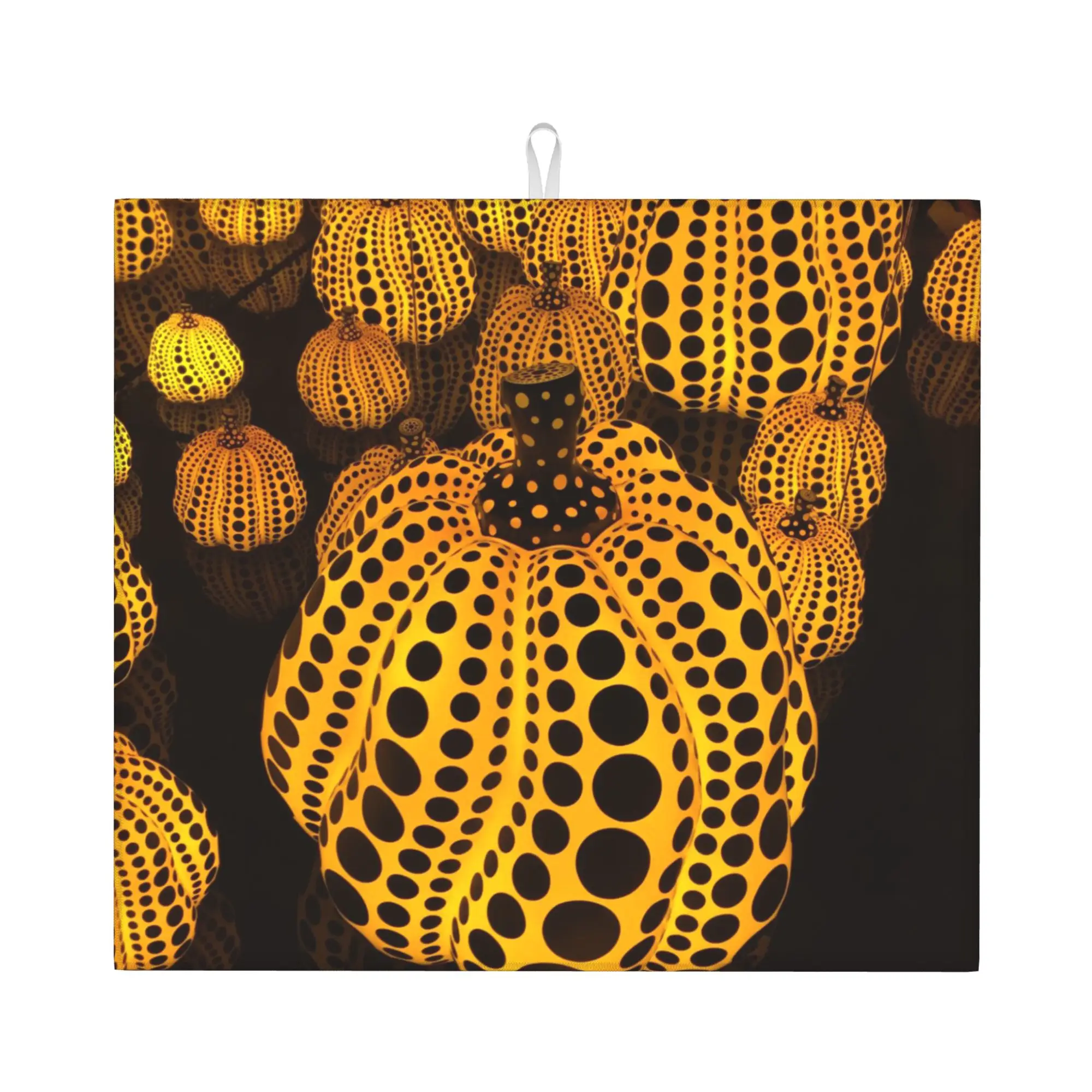 Drying Mat For Kitchen Japanese Pop Art Yayoi Kusama Barware Tableware Oil Proof Reusable  Washable Kitchen Sink Drying Pad