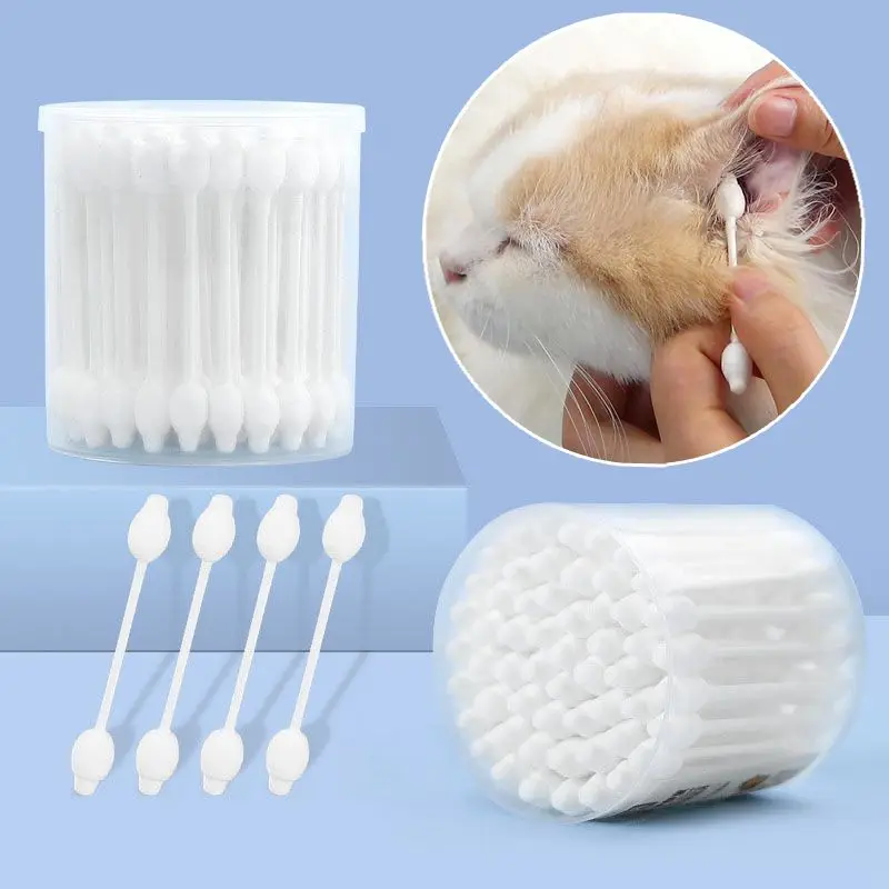 Pet Ear Swabs 56Pcs/box Cat Dog Ear Cleaner Cotton Swabs For Dogs Cats And Small Pets Disposable Cotton Swabs For Cleaning Dogs