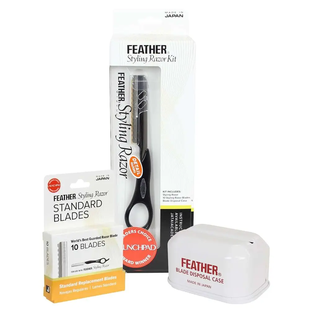 Ergonomic 6.25 Black Handle Hair Cutting Kit with 10 Guarded Blades and Metal Case